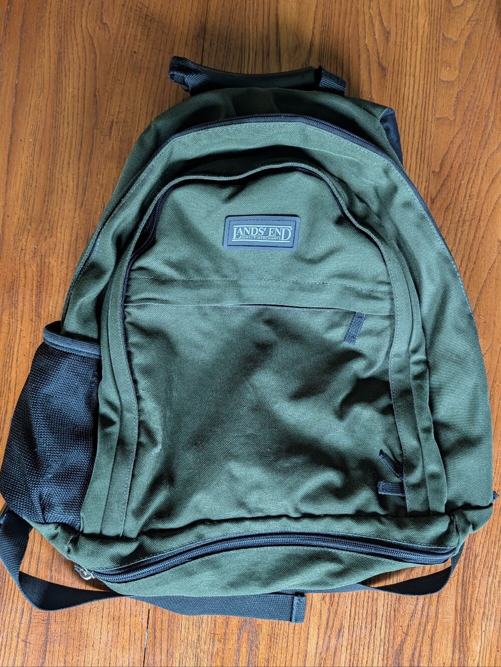 Lands' End Backpack Green Laptop School Travel Hiking Book Bag Gently Loved